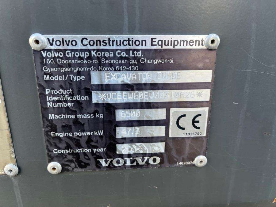 2016 Volvo EW60E Excavator - Image 13