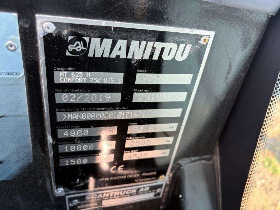 2019 Manitou MT 625 H Telescopic loader with bucket and forks - Image 54